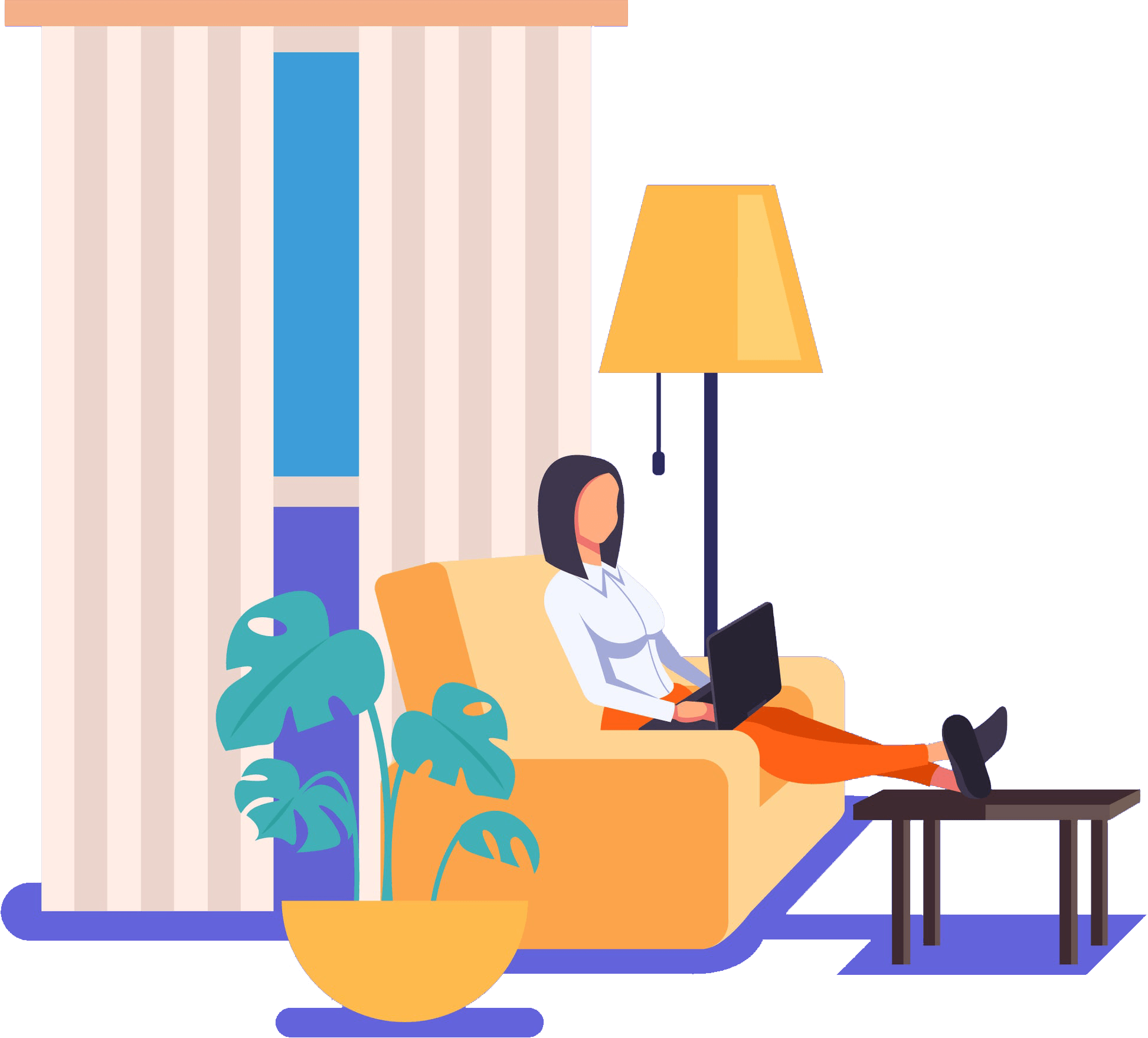 Cartoon Home Worker Woman Clipart (1945x1759), Png Download