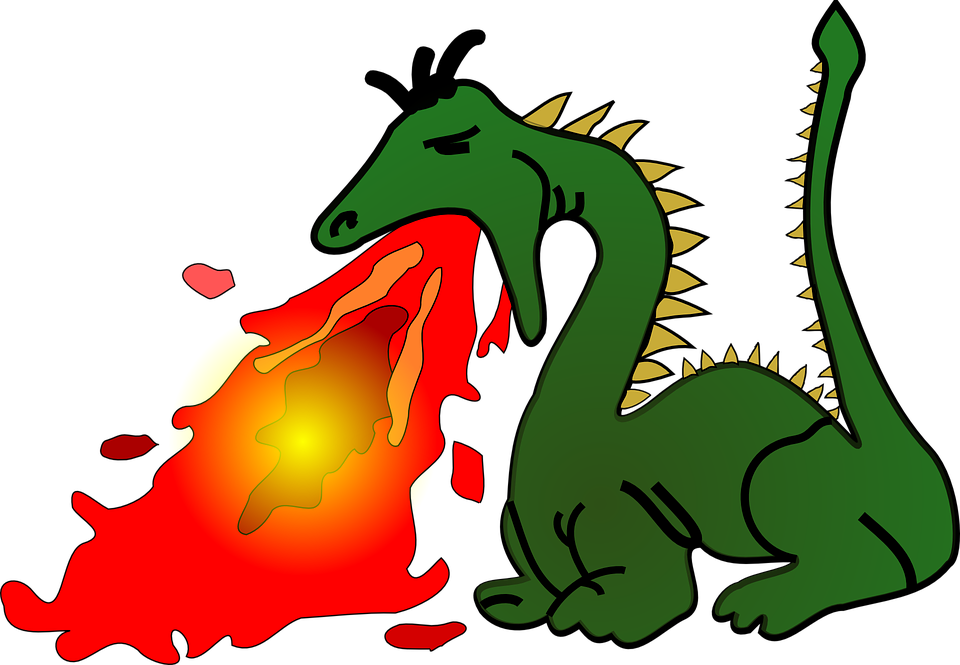 Fire Breathing Dragon Clip Art - Transparent Fire Breathing Dragon - Png Download (960x665), Png Download