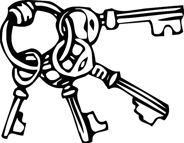 Key, Outline, Cartoon, Chain, Tools, Keyring, Keys - Keys Black And White Clipart - Png Download (640x498), Png Download