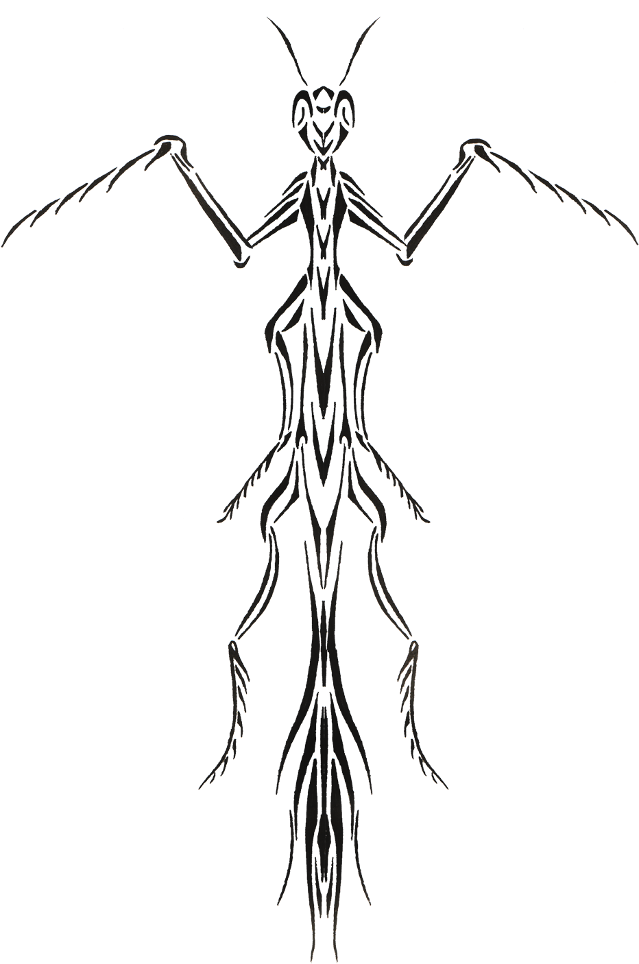 Praying Drawing Coloring Huge Freebie Download For - Praying Mantis Tattoo Design Clipart (974x1470), Png Download