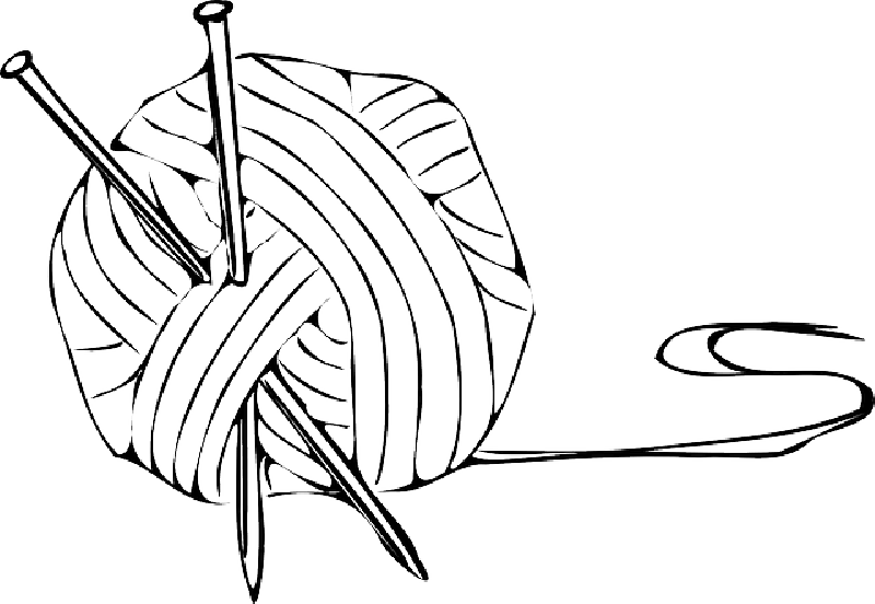 Black, Outline, Drawing, White, Cartoon, Knitting, - Knitting Clip Art - Png Download (800x552), Png Download