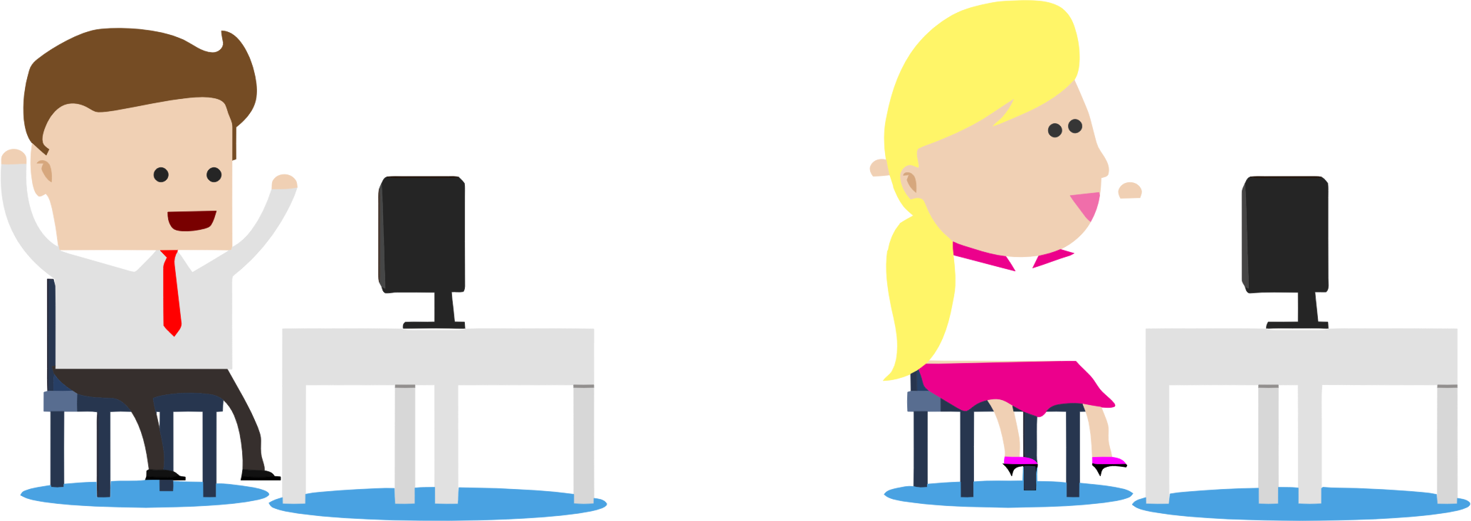 Cheering Office Workers Clip Arts - Office Worker Cartoon Transparent - Png Download (2066x732), Png Download