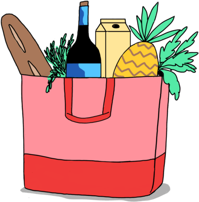 #bag #food #wine #groceries Clipart (420x420), Png Download