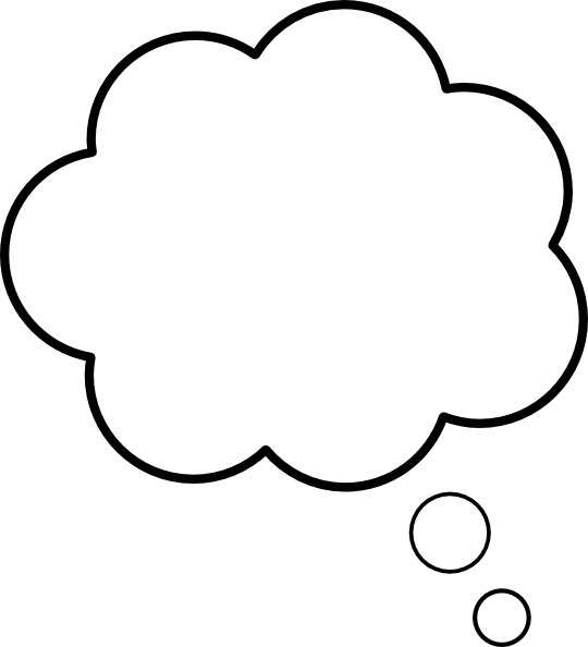 Thought Cloud Thin Outline Clip Art At Clker - Thinking Bubble Png White Transparent Png (540x594), Png Download