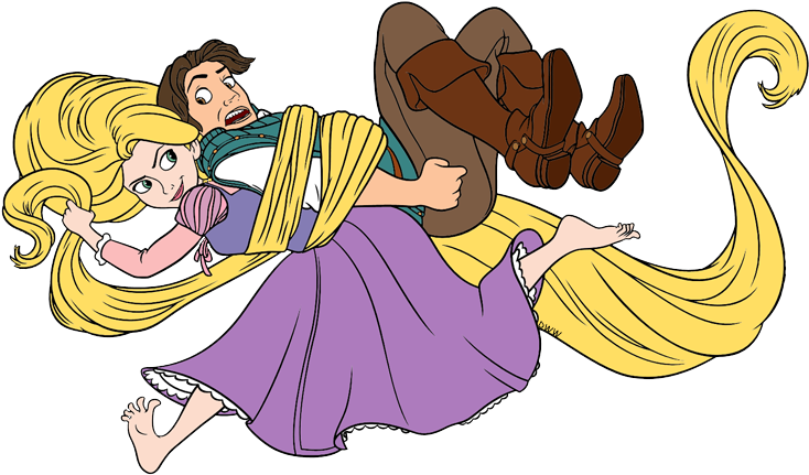 Crown Clipart Tangled - Clipart Disney Rapunzel And Eugene - Png Download (734x431), Png Download