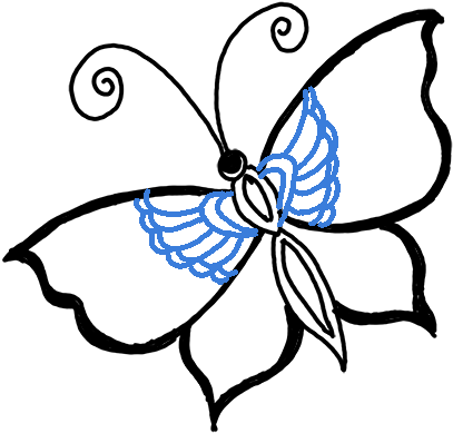 Easy Butterfly Drawing Clipart (680x680), Png Download