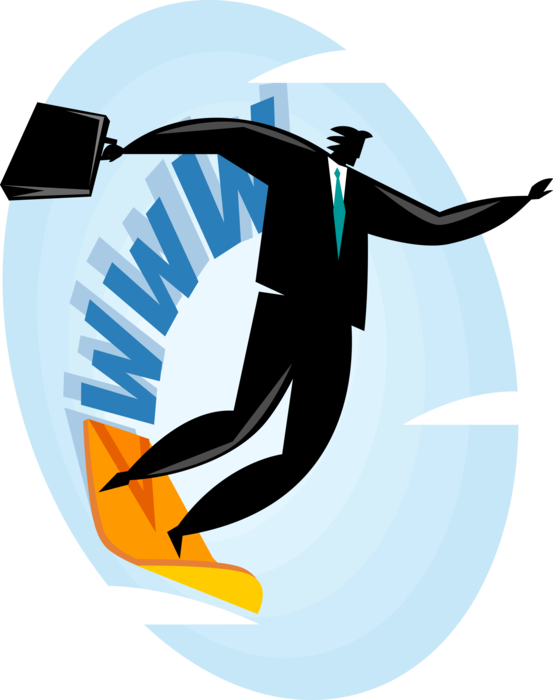 Entrepreneur Surfs On Surfboard - Clip Art - Png Download (553x700), Png Download