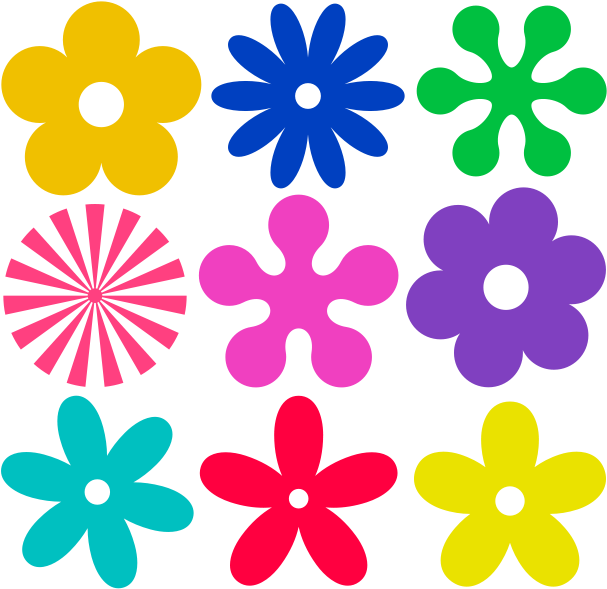 Vector Retro Flowers Clipart (624x600), Png Download