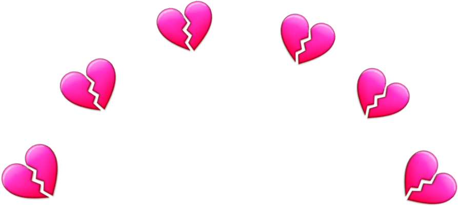 #heartcrown #hearts #crown #crownheart #brokenheart - Pink Broken Heart Emoji Clipart (893x403), Png Download