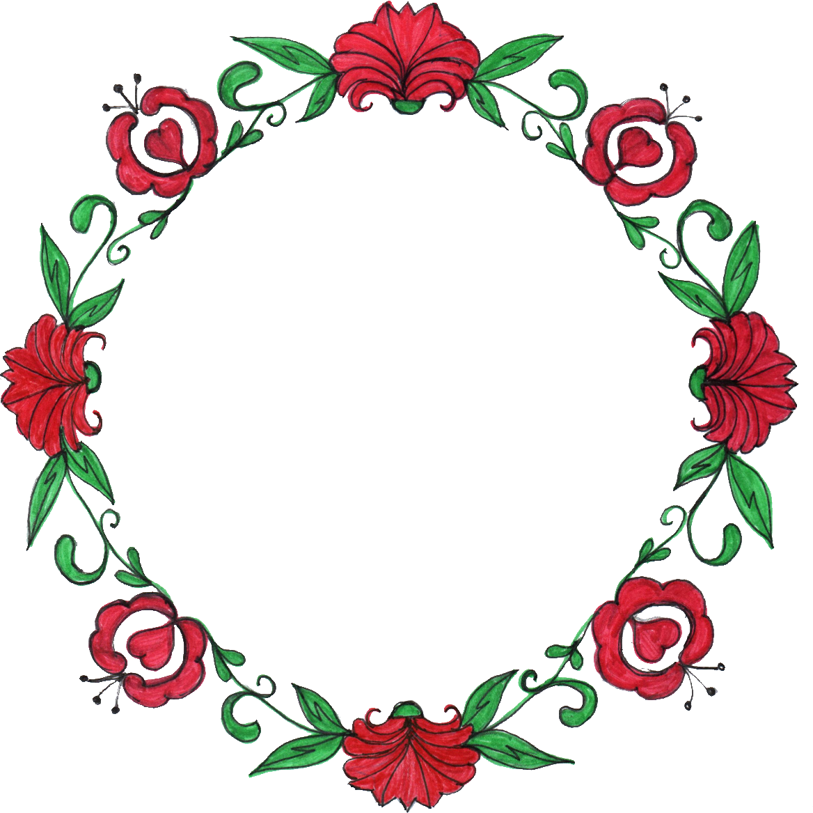 Flower Drawing At Getdrawings - Circle Of Flowers Png Clipart (1168x1167), Png Download