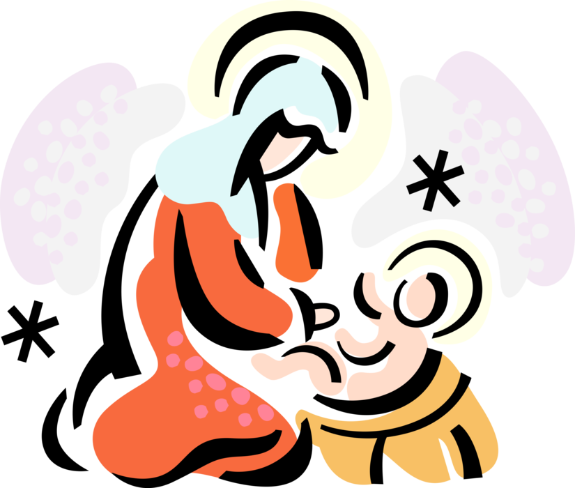 Vector Illustration Of Christianity Madonna Mary Mother - Dios Nos Ha Nacido Clipart (825x700), Png Download