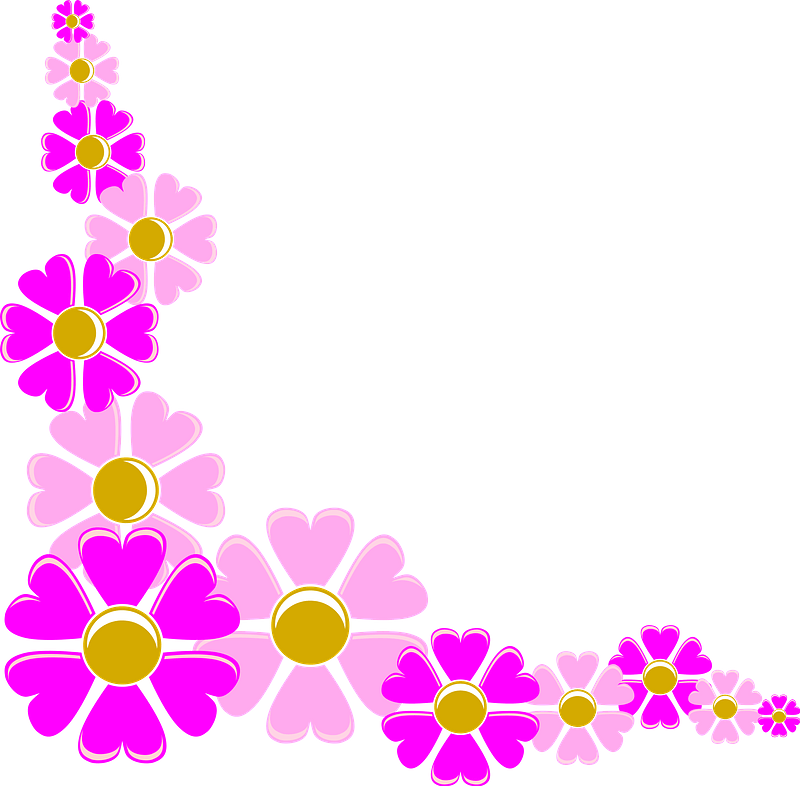 Pink Flower Corner Clipart - Flower Clipart Frame Png Transparent Png (800x786), Png Download