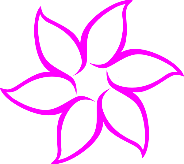 Pink Flower Outline Clip Art At Clker - Black Flower Outline - Png Download (600x536), Png Download