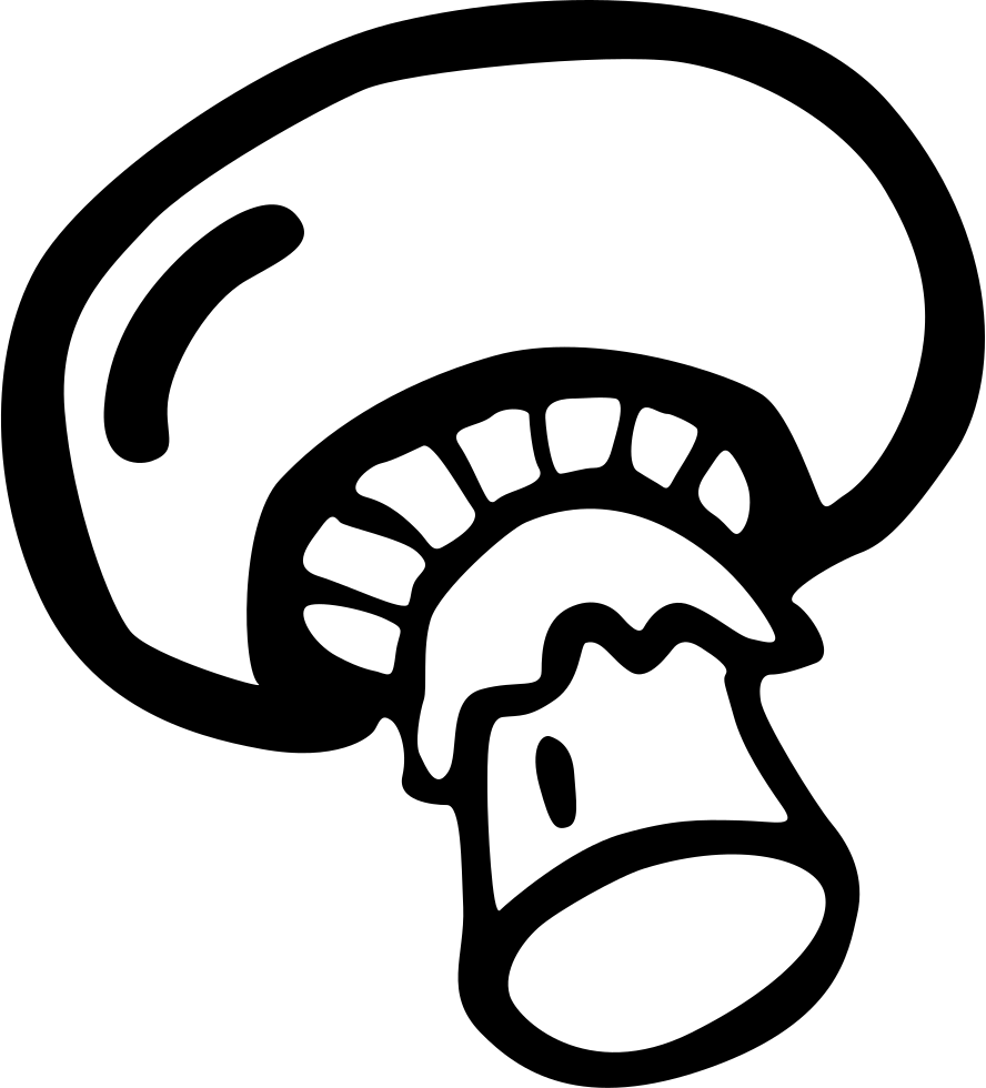 Vector Mushroom Hand Drawn - Mushroom Png Image Black And White Clipart (888x980), Png Download