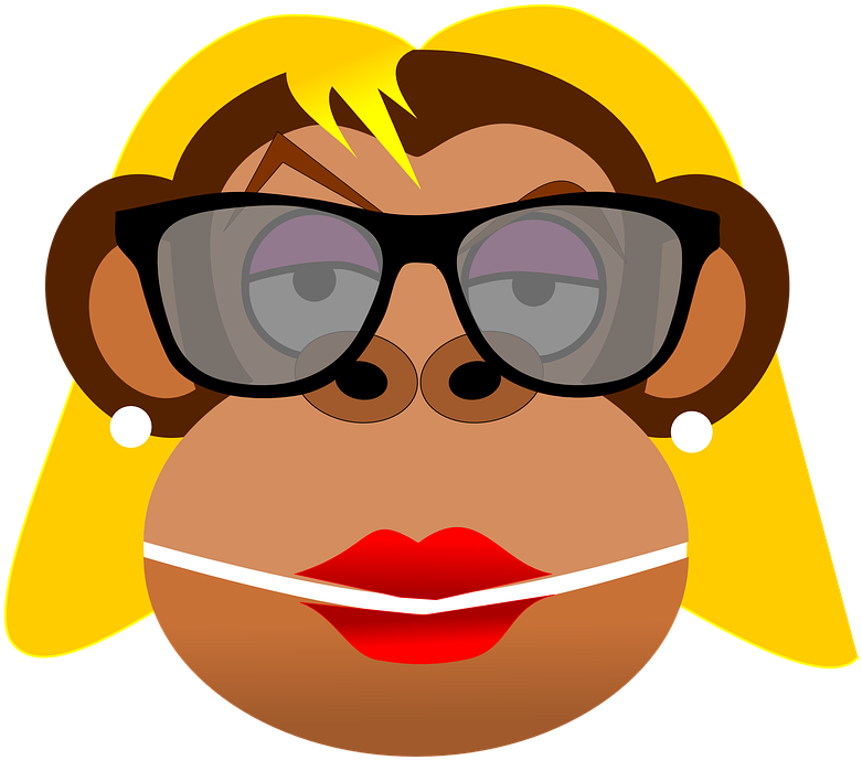 Cute Cartoon Monkeys - Female Monkey With Glasses Clipart (781x689), Png Download