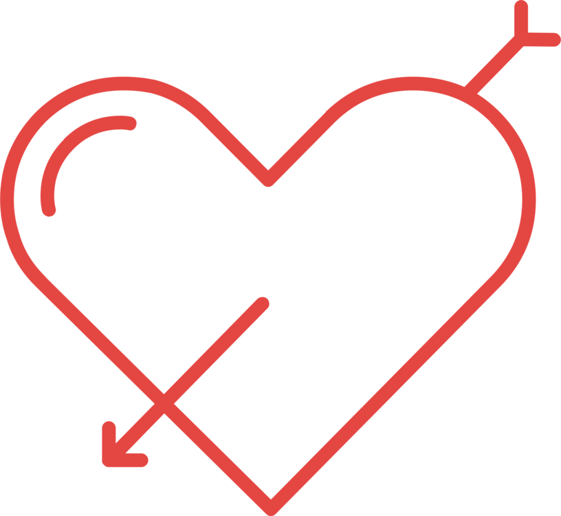Heart,love,organ - Black And White Heart With Arrow Clipart (816x750), Png Download