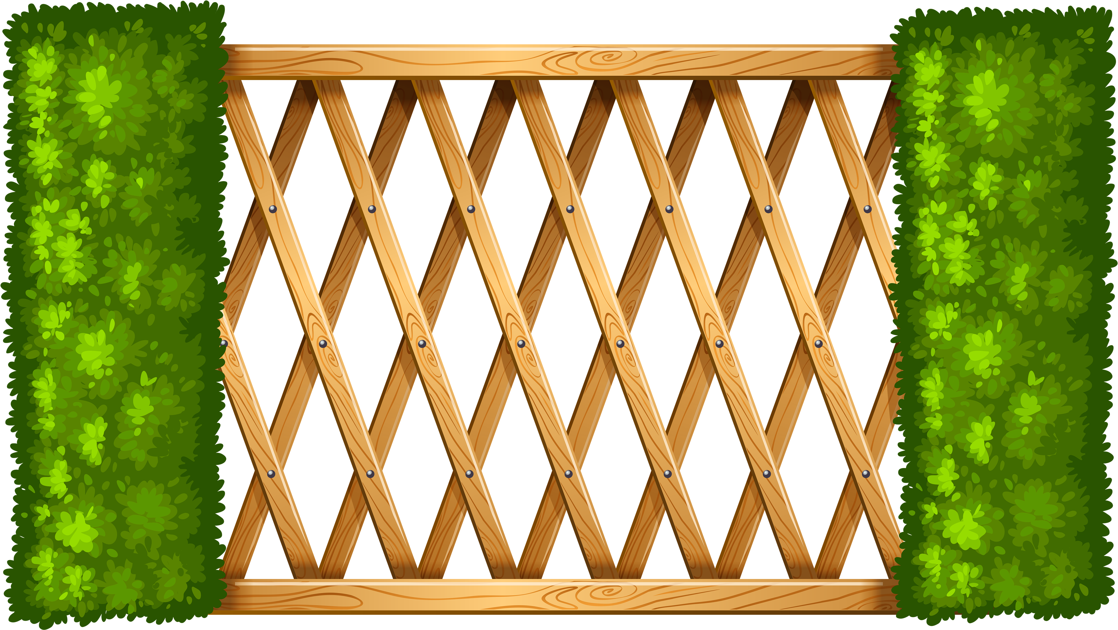 Wooden Fence With Plants Png Clipart - Wood Fence Clipart Png Transparent Png (3856x2173), Png Download