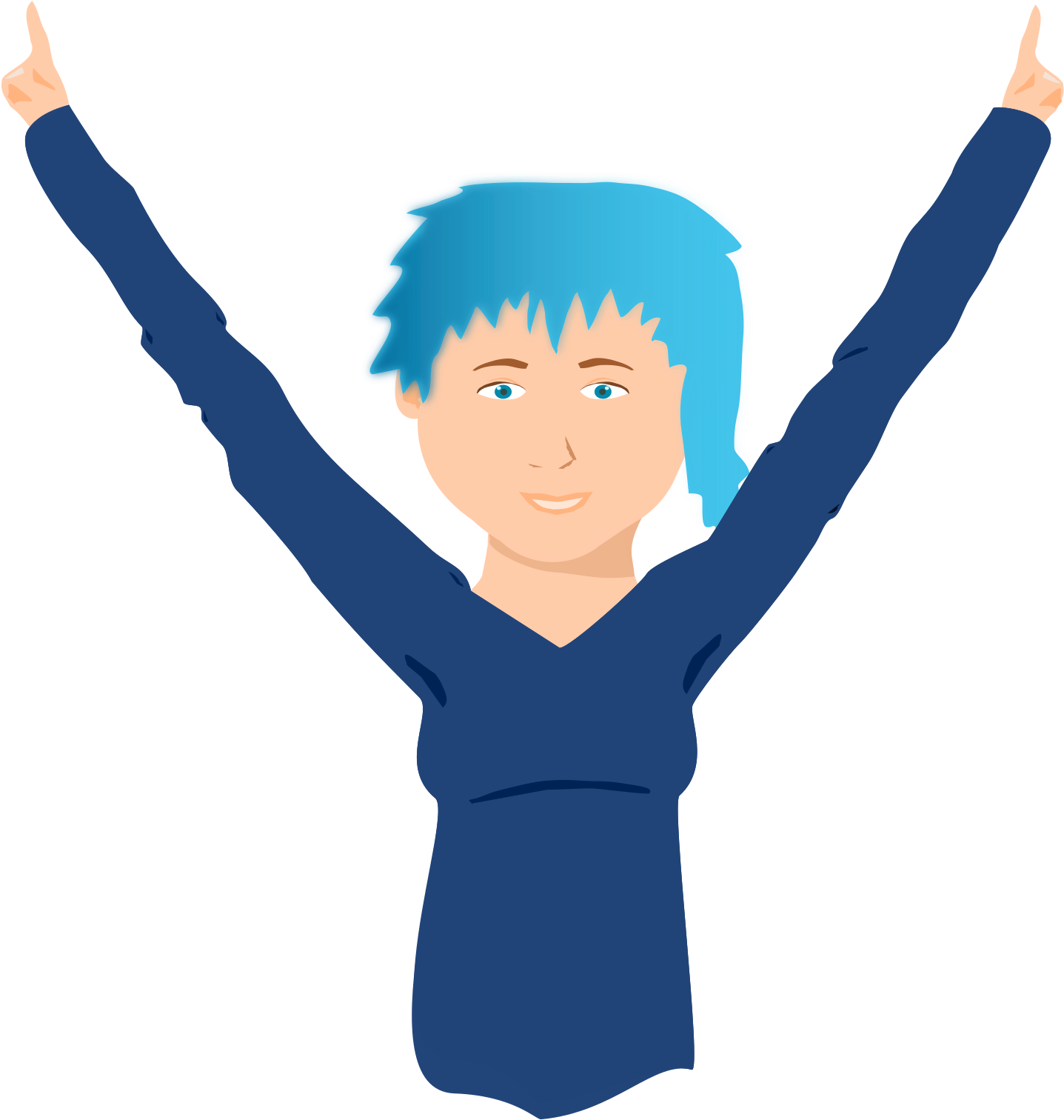 This Free Icons Png Design Of Blue-hair Boy Or Girl - Lève Les Bras Dessin Clipart (1437x1512), Png Download