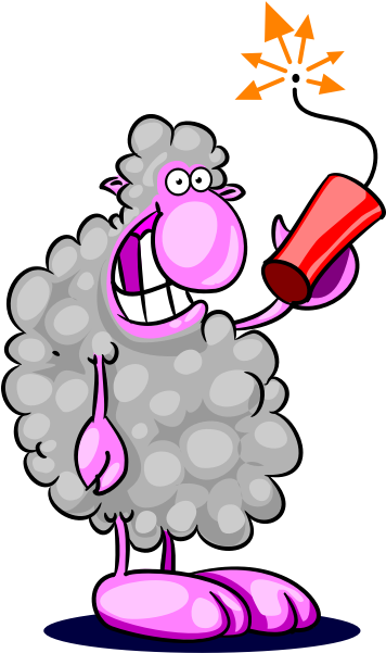 Cartoon Sheep With Dynamite - Sheep With Dynamite Clipart (600x600), Png Download