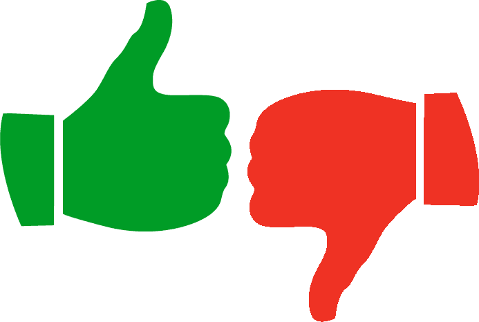 Green Thumbs Up Red Thumbs Down Clipart (693x466), Png Download