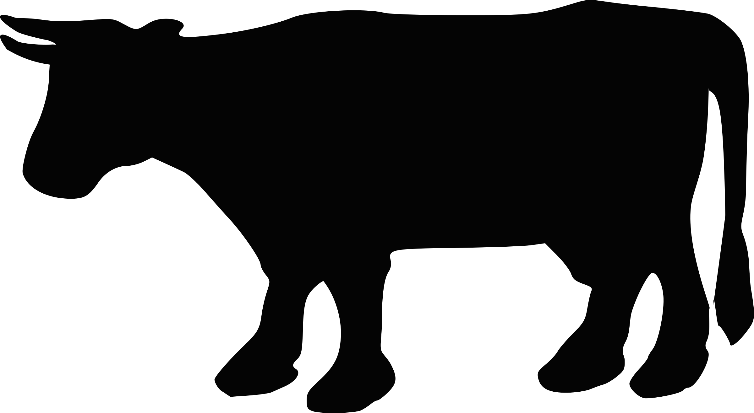 Angus Cattle Beef Cattle Silhouette Clip Art - Cow Silhouette - Png Download (2400x1316), Png Download