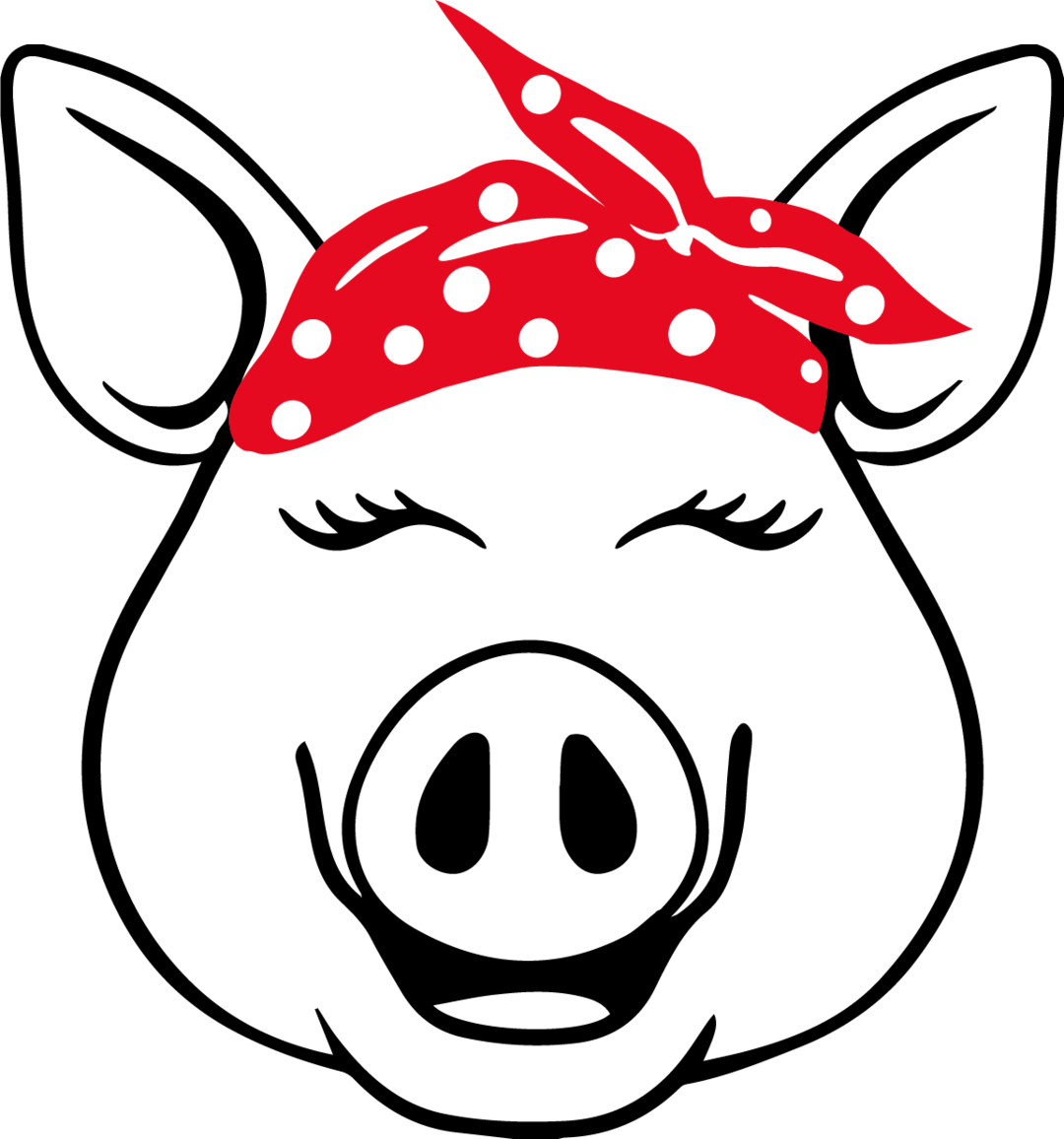Pig With Bandana Svg Clipart (1080x1156), Png Download