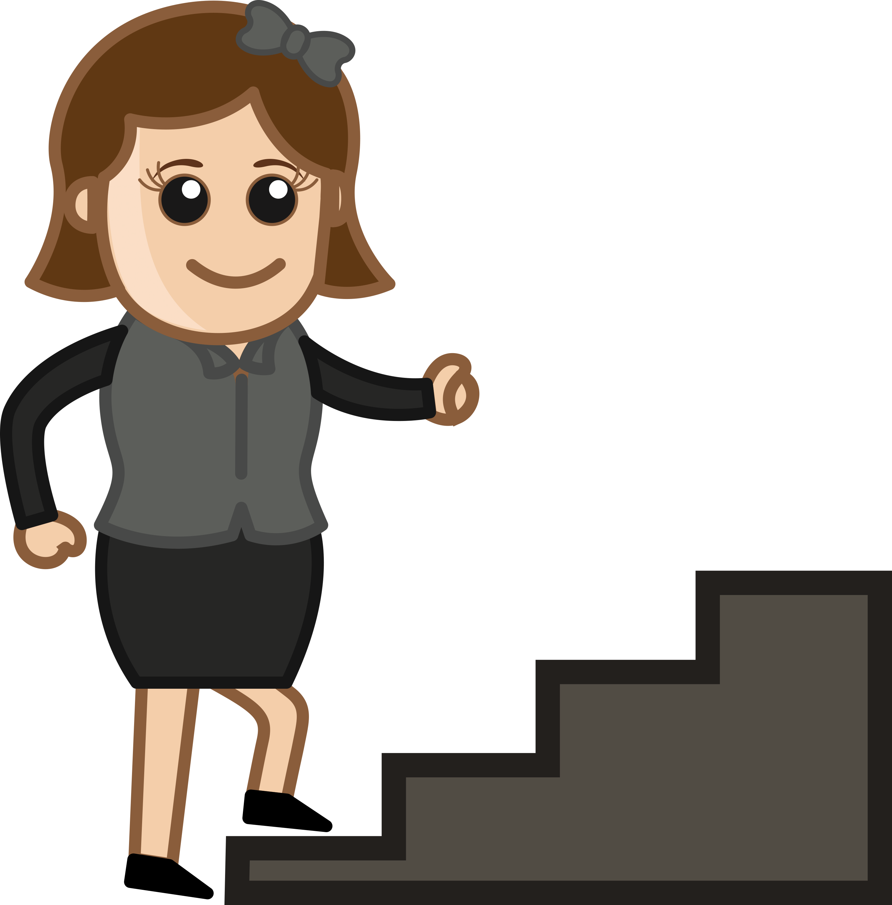 Cute Teacup Yorkies Climbing Playing Png Clipart - Girl Walking On Stairs Cartoon Transparent Png (3000x3042), Png Download