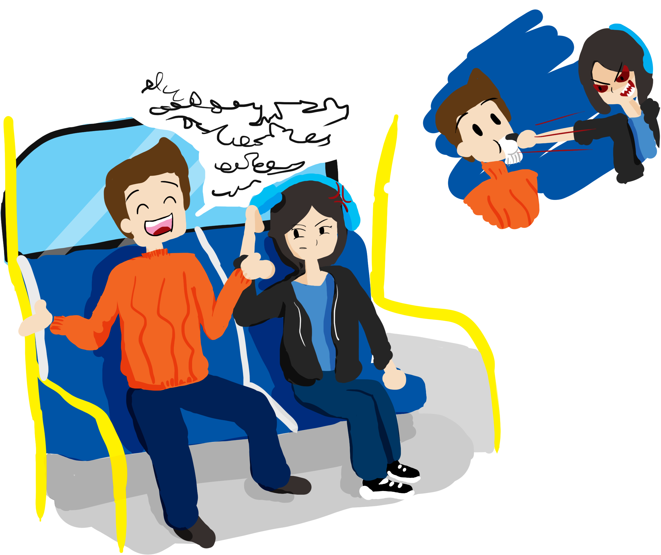 Banner Royalty Free Hanging Out With Clipart Talking - Talking People In The Bus Illustration - Png Download (2312x1943), Png Download