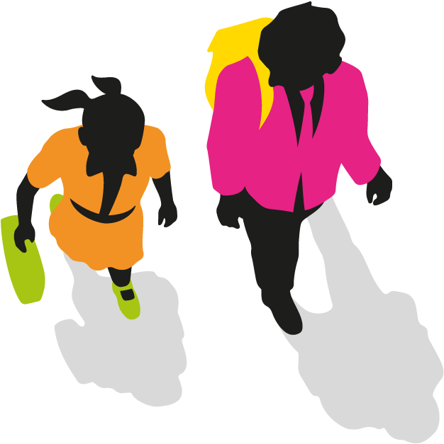 Children Walking - Walking In Street Cartoon Png Clipart (1250x1250), Png Download