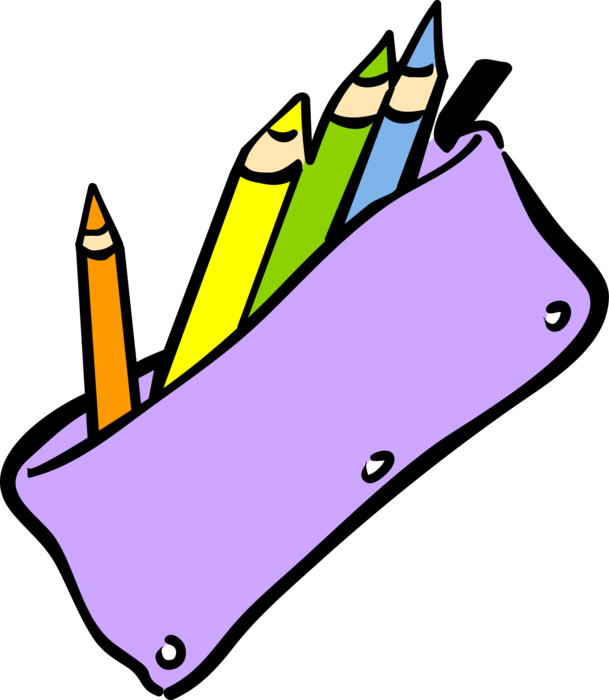 Vector Illustration Of Student"s School Pencil Case - Pencil Case Clipart Png Transparent Png (609x700), Png Download