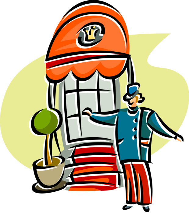Vector Illustration Of Hospitality Industry Hotel Concierge - Clipart Hotel - Png Download (620x700), Png Download