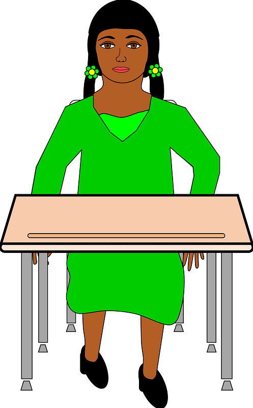 Girl Sitting At The Desk Clipart - Student In A Desk Clipart Transparent - Png Download (497x800), Png Download