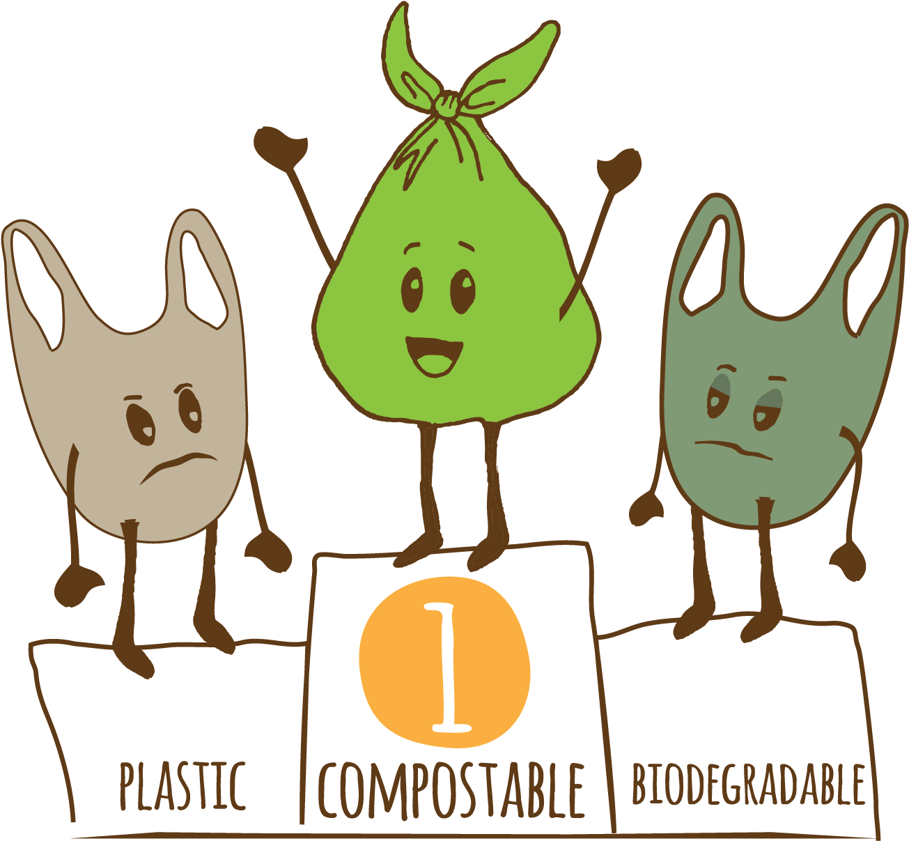 Comp Bio Plastic Bags-01 - Compostable Plastic Bags Cartoon Clipart (1369x1369), Png Download