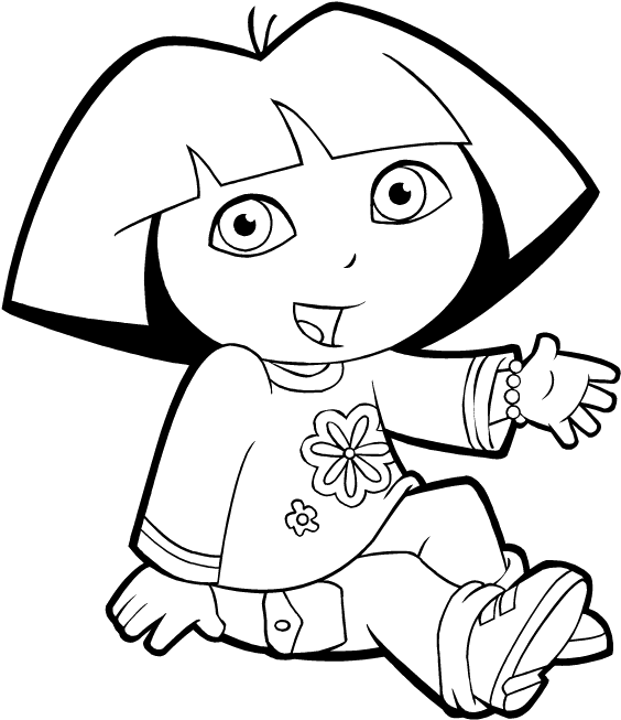 Dora The Explorer Are Sitting Coloring Pages - Coloring Pages Of Sitting Clipart (564x653), Png Download