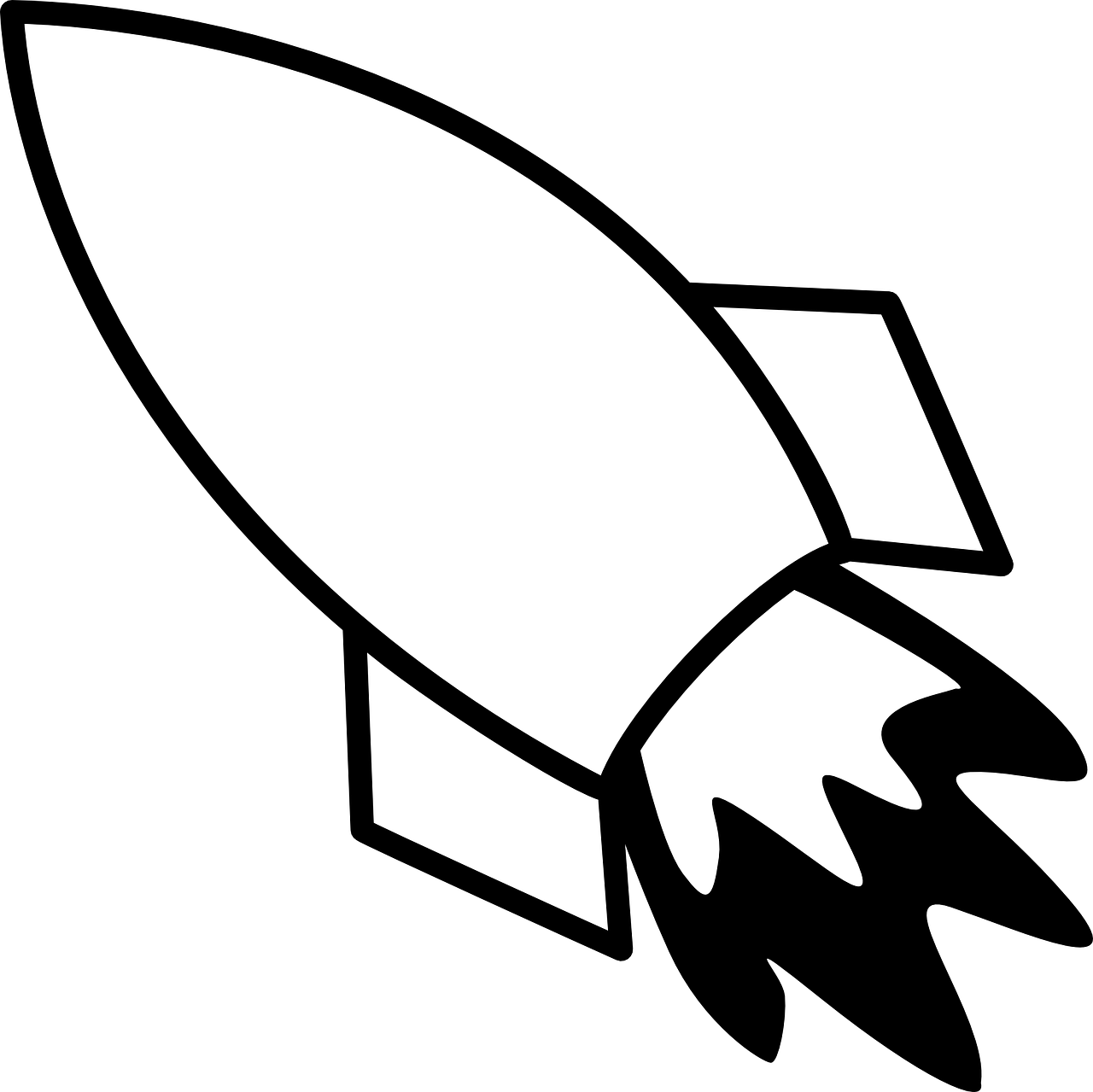 Rocket Black And White Clipart (1280x1279), Png Download