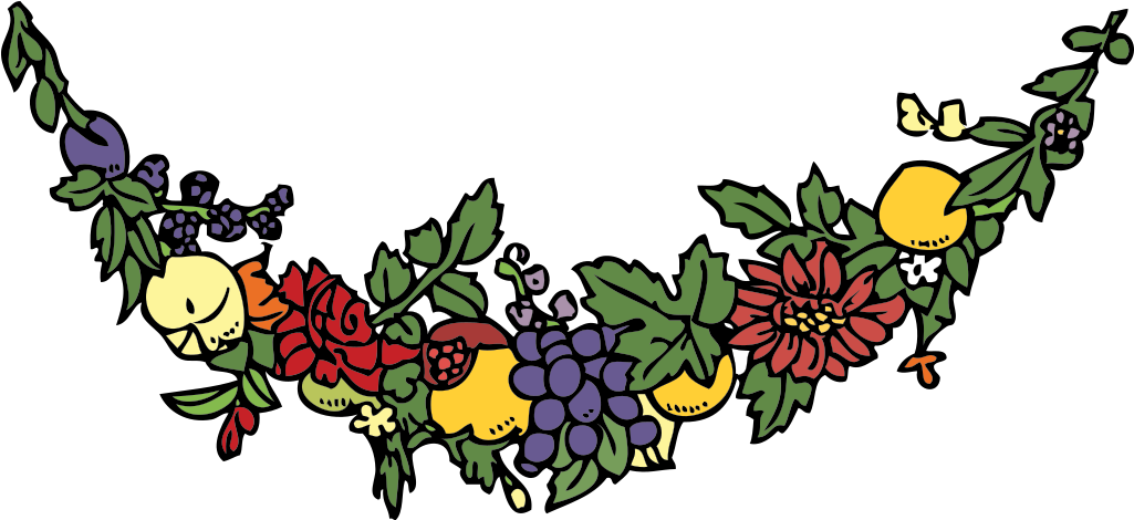 Flower And Fruit Festoon - Fruit Border Clip Art - Png Download (1000x460), Png Download