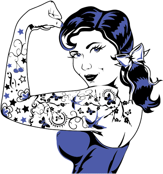 Woman With Decorative Tattoos - Pin Up Tattoo Png Clipart (600x600), Png Download