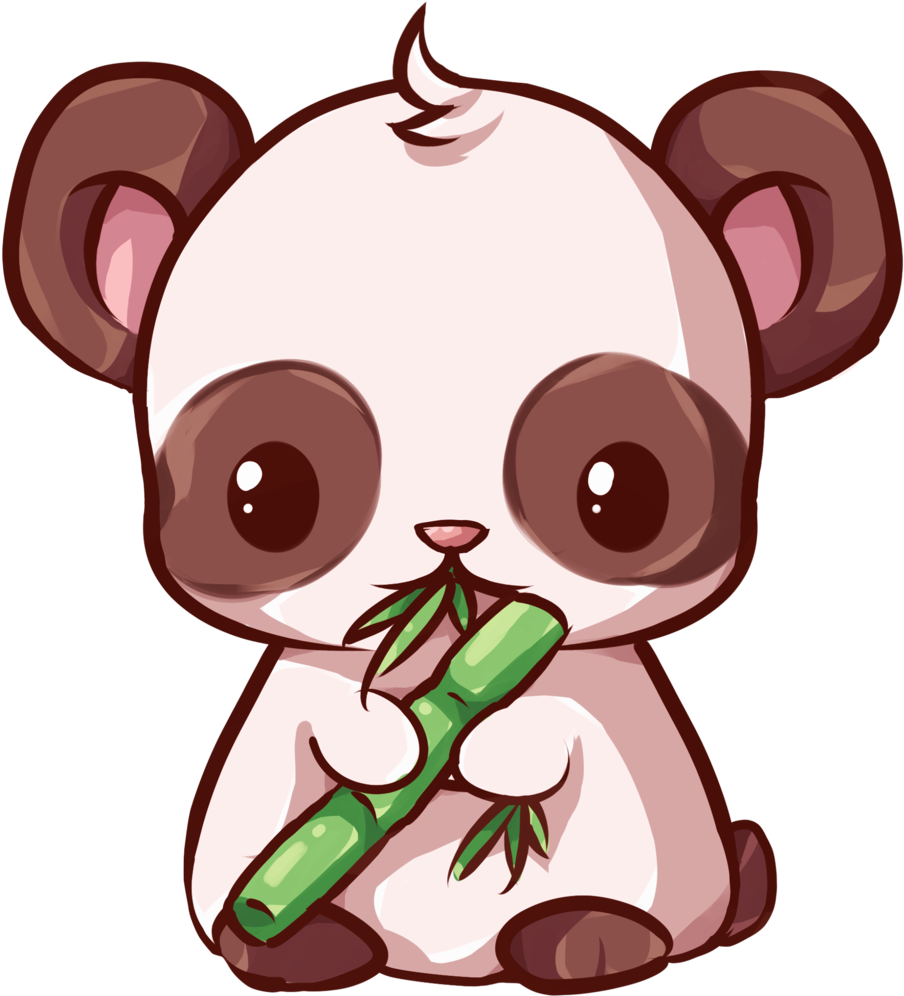 #panda #cute #kawaii #bear #white #black #bamboo #plant - Panda Kawaii Clipart (1024x1024), Png Download