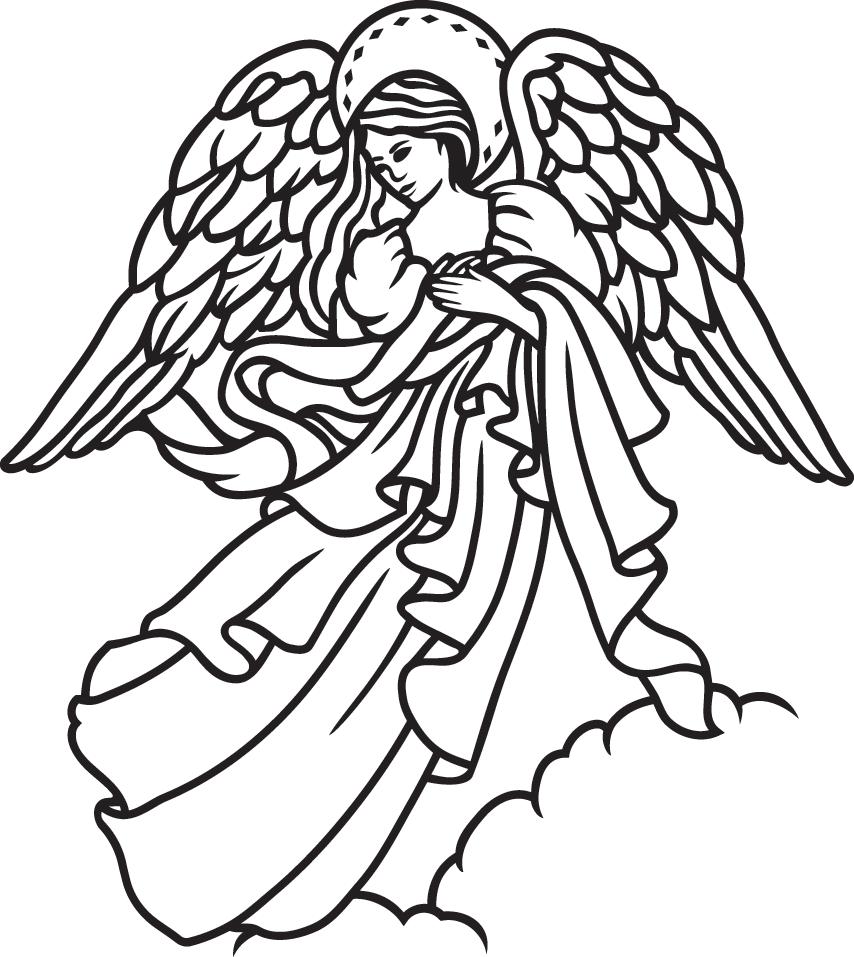 Transparent Weeping Angel Png - Angel Line Drawing Clipart (854x957), Png Download