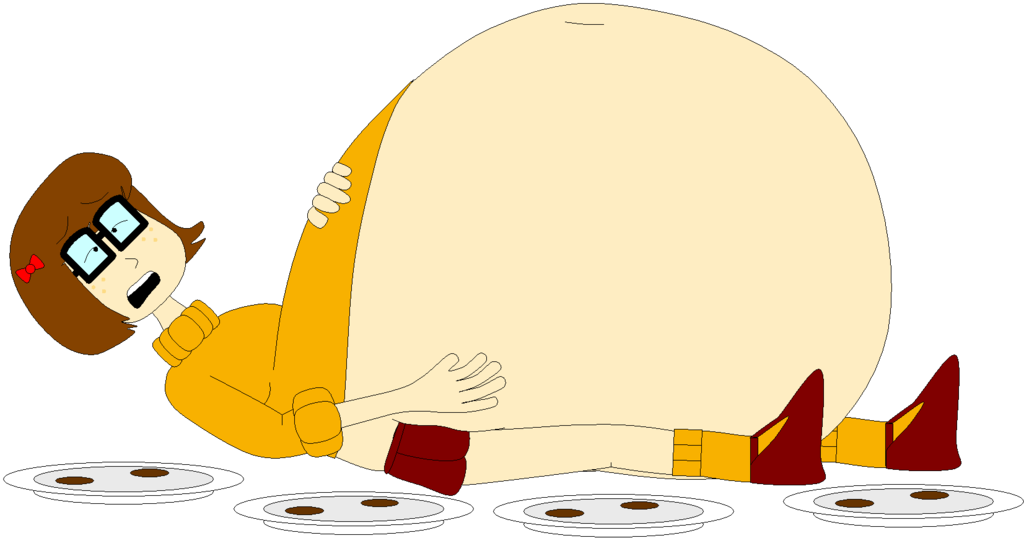 Massively Stuffed Velma By Angry - Belly Stuffing Clipart (1024x538), Png Download