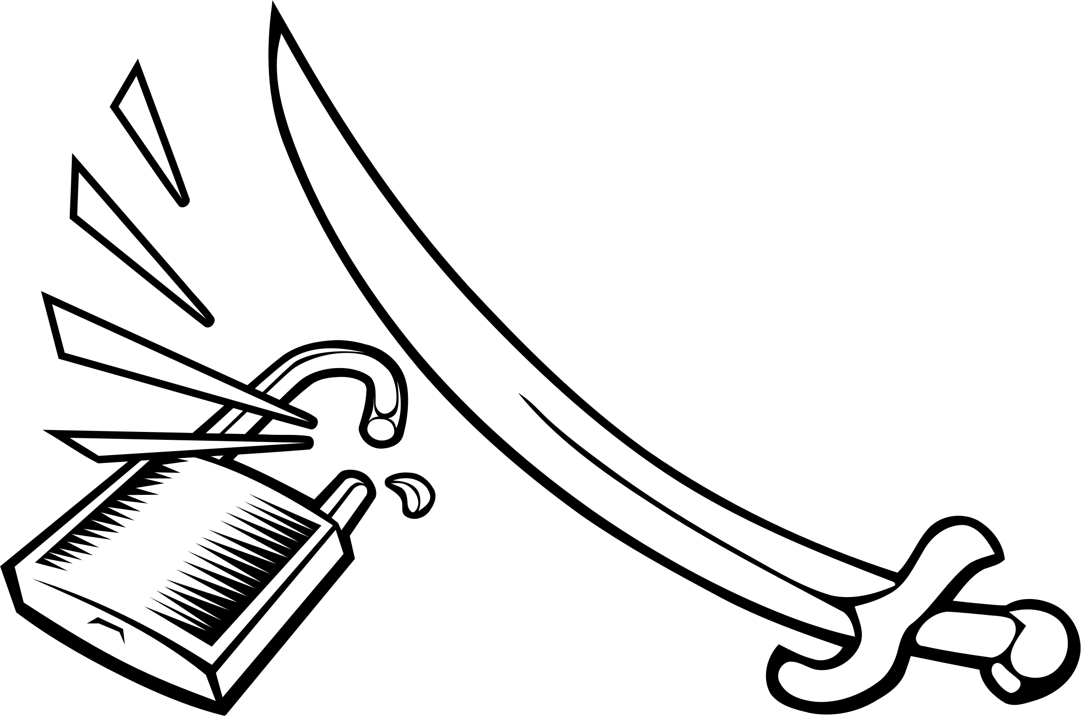 Sword Clipart Pedang - Pedang Clipart Black And White - Png Download (2200x1457), Png Download