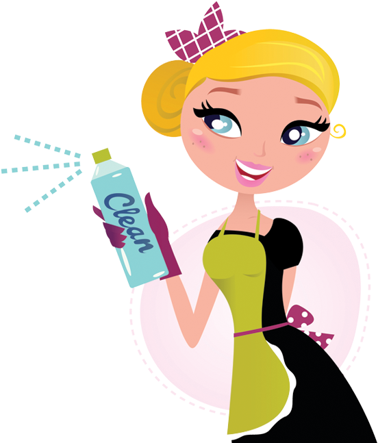 Cartoon Cleaning Lady Clipart - Cartoon Cleaning - Png Download (561x649), Png Download