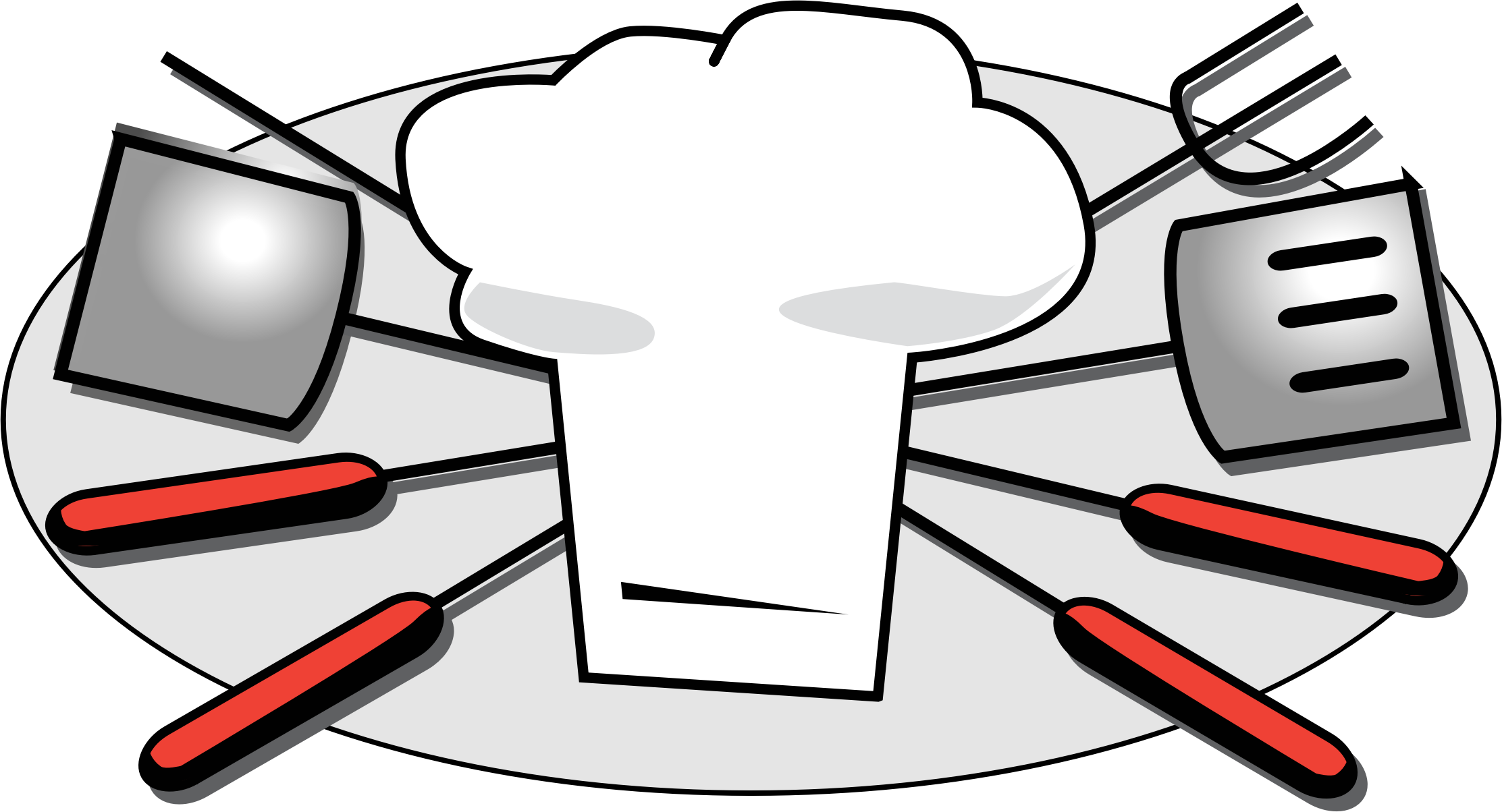 Bbq Sun Clipart Clip Black And White Download Family - Clipart Bbq Utensils - Png Download (2225x1204), Png Download