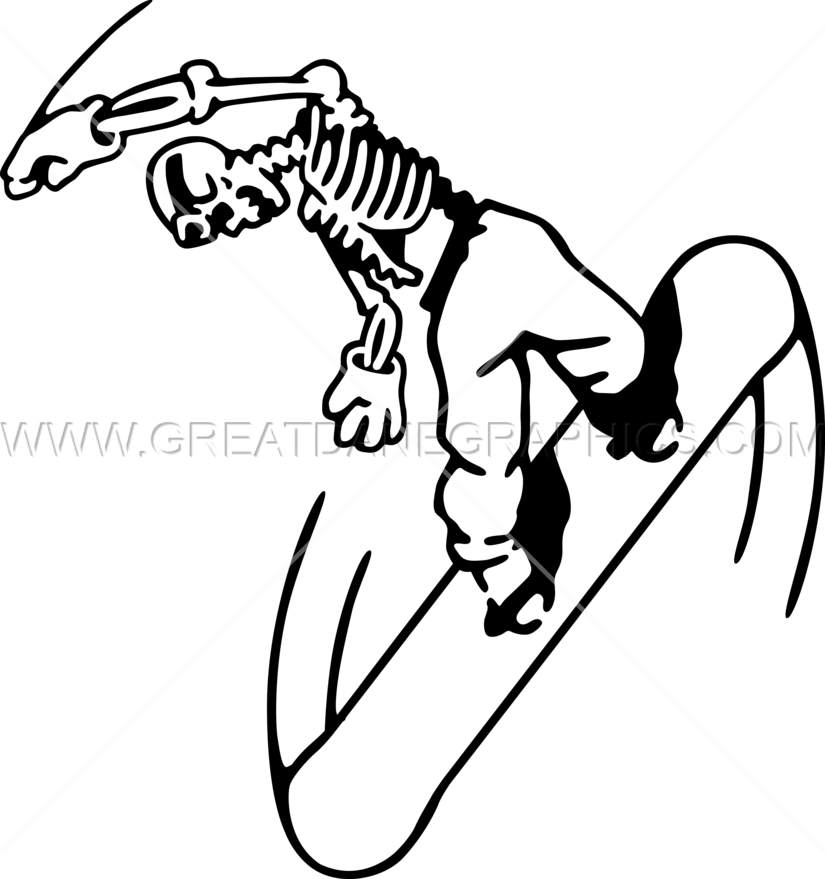 Draw A Snowboard Skeleton Clipart (825x879), Png Download