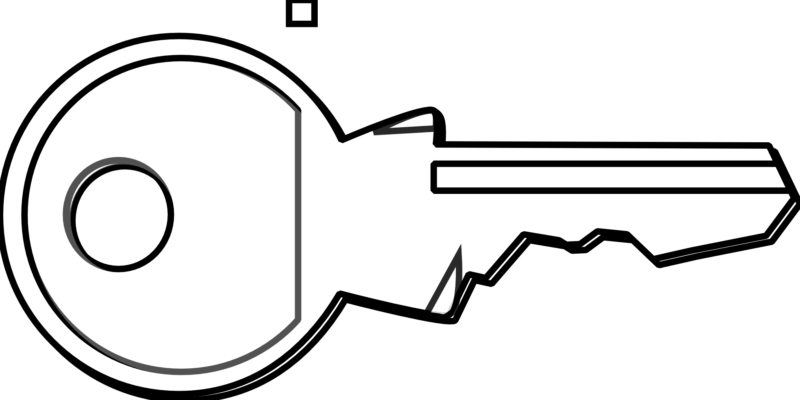 Key Clipart Outline - Black And White Key Clipart - Png Download (800x400), Png Download