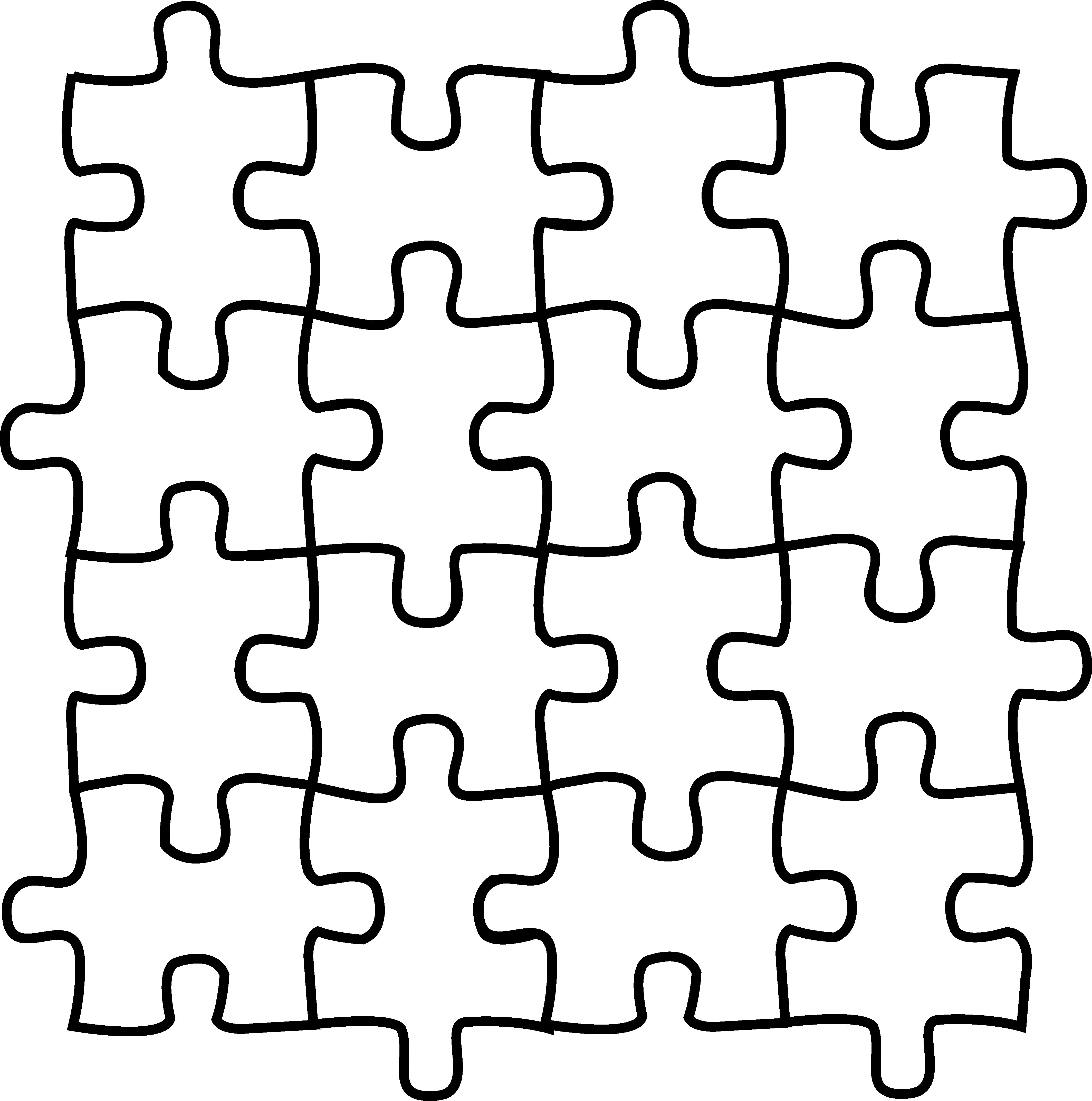 Puzzle Clipart Intervention - Black And White Puzzle Pieces - Png Download (4254x4293), Png Download