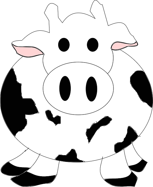 Cow, Cattle, Milk, Farm Animal, Dairy, Farm, Mammal - Sapi Vektor Hitam Putih Clipart (523x640), Png Download