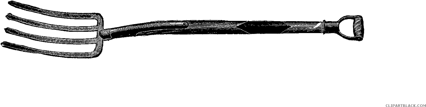 Fork Clipart Black And White - Garden Fork - Png Download (1600x527), Png Download