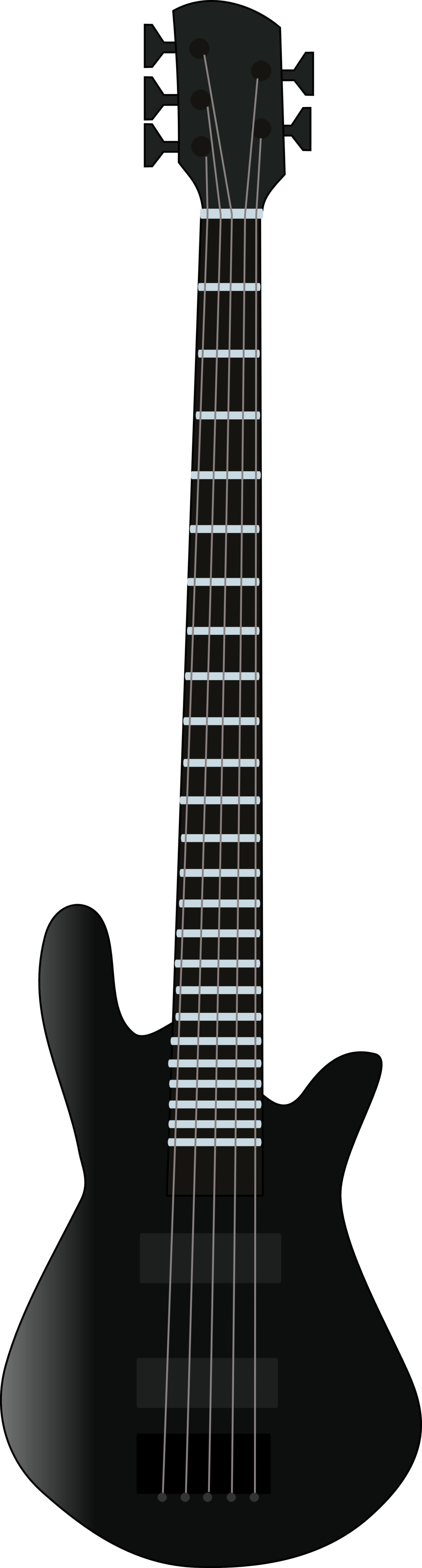 Matte Black Jackson Bass Clipart (958x3564), Png Download