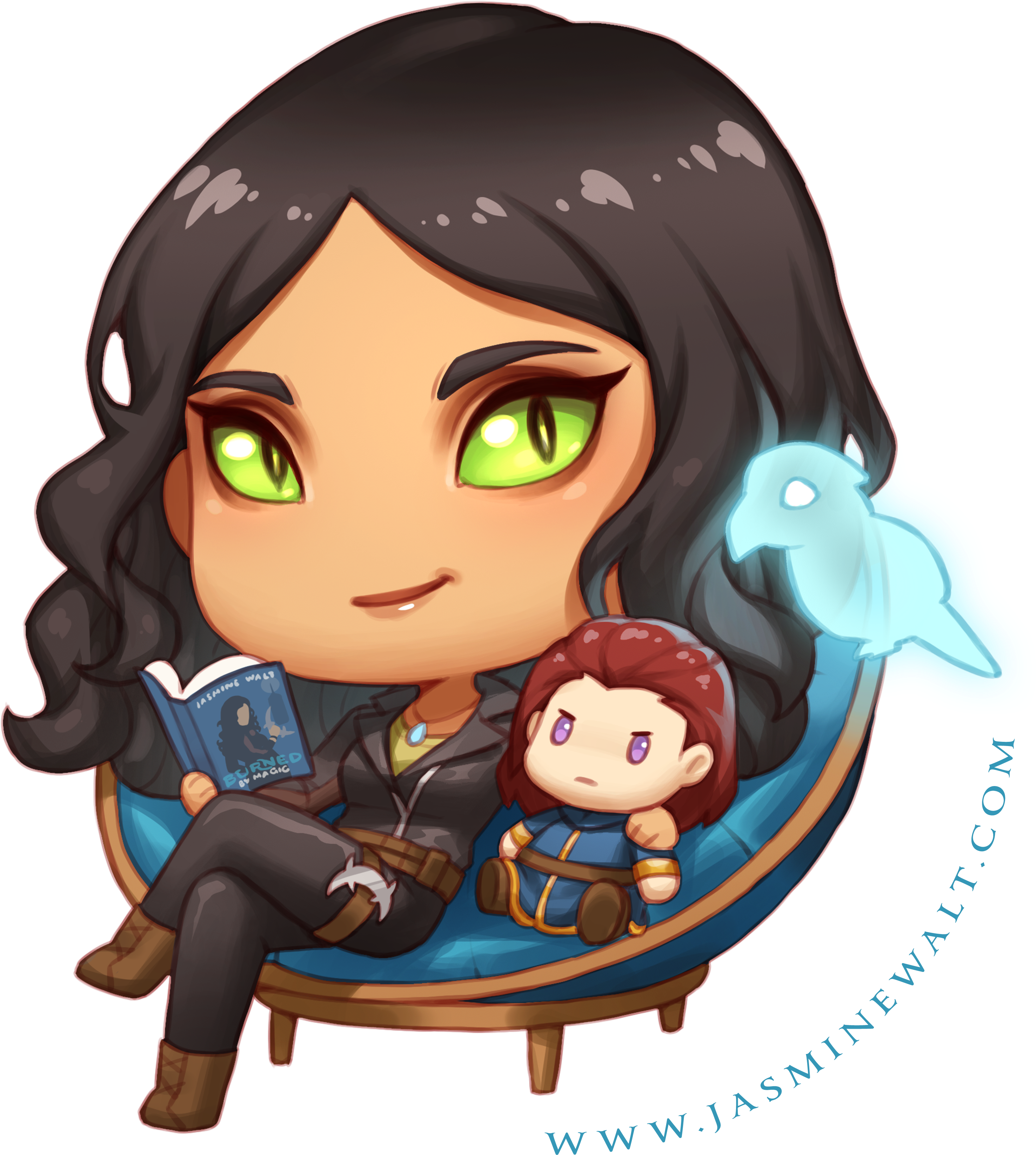 Chibi Reading Clipart (3500x3500), Png Download